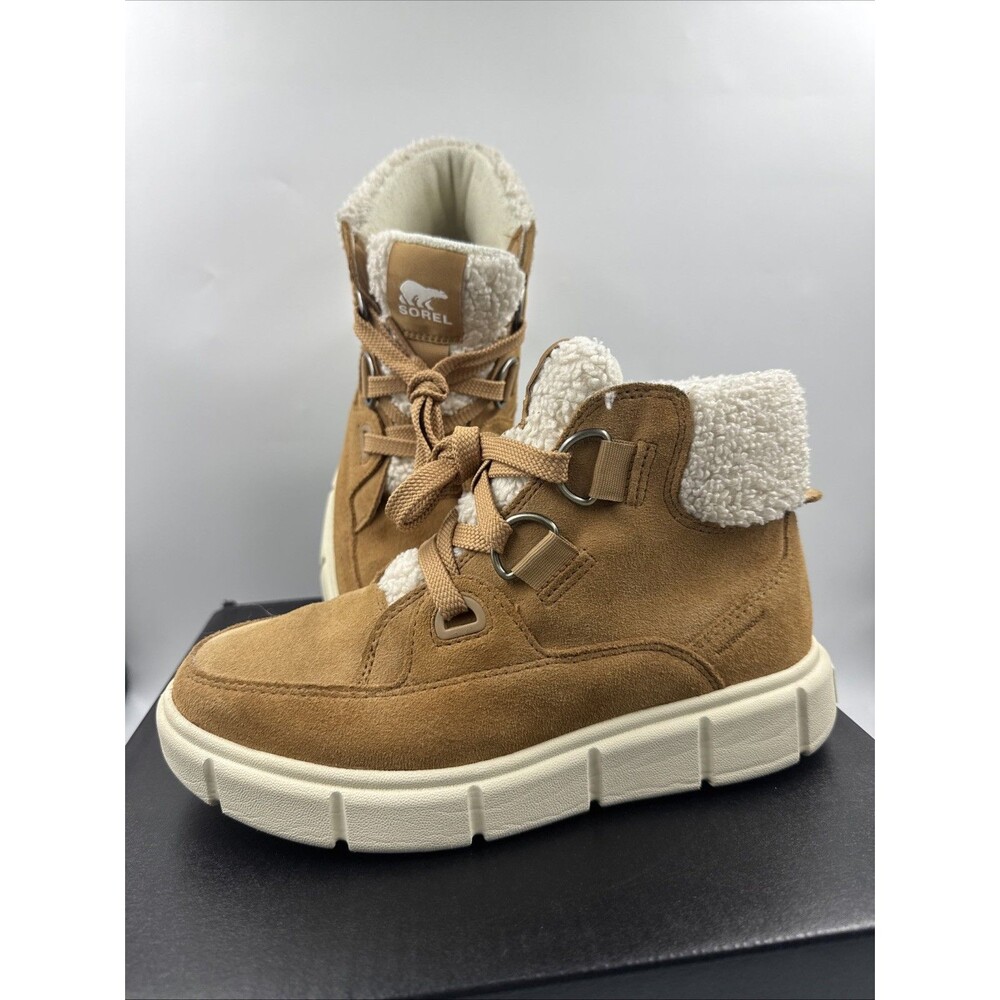 Sorel Explorer III NW Lace Up Waterproof Womens Boot Tawny Buff/Sea Salt Size 7